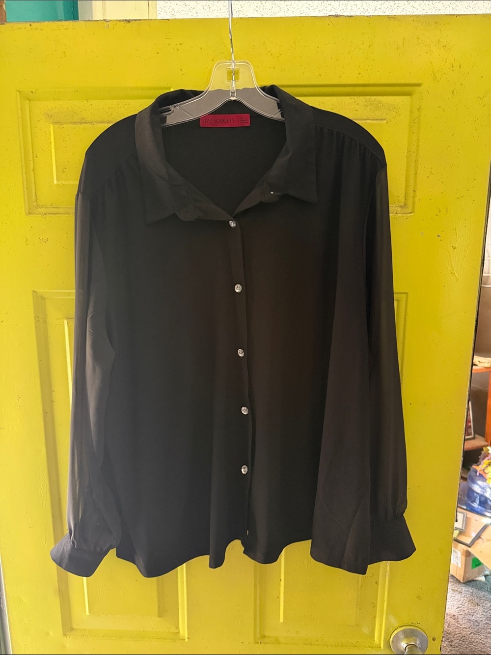 Classic Black Button-Front Blouse